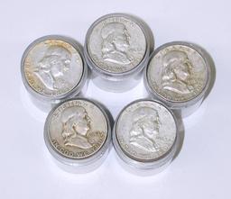 100 - 90% SILVER FRANKLIN HALVES in ROLLS