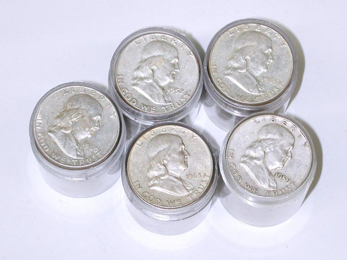 100 - 90% SILVER FRANKLIN HALVES in ROLLS