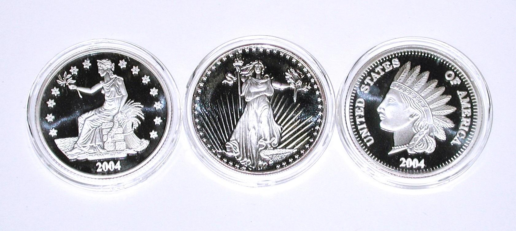 THREE (3) PROOF ONE OUNCE .999 FINE SILVER ROUNDS