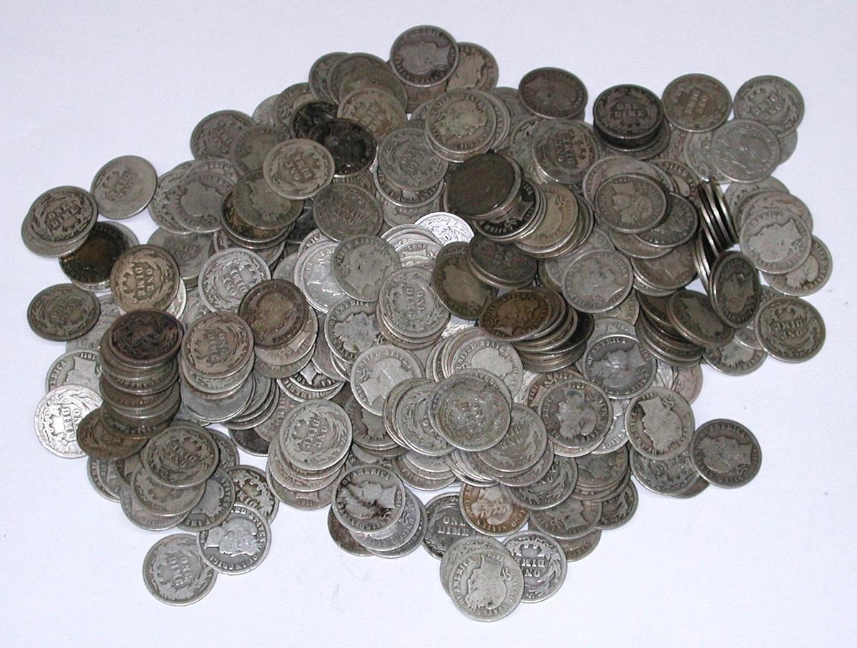 335 CIRCULATED BARBER DIMES