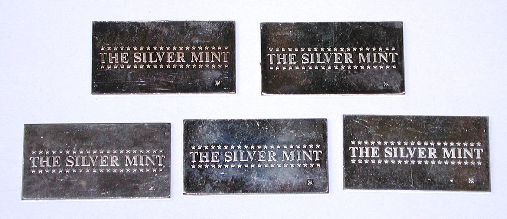 FIVE (5) .999 FINE SILVER BARS - 100 GRAMS - 3.2 TROY OZ