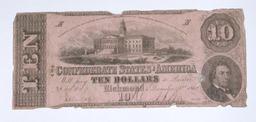 CONFEDERATE NOTE - DECEMBER 2, 1862 - $10