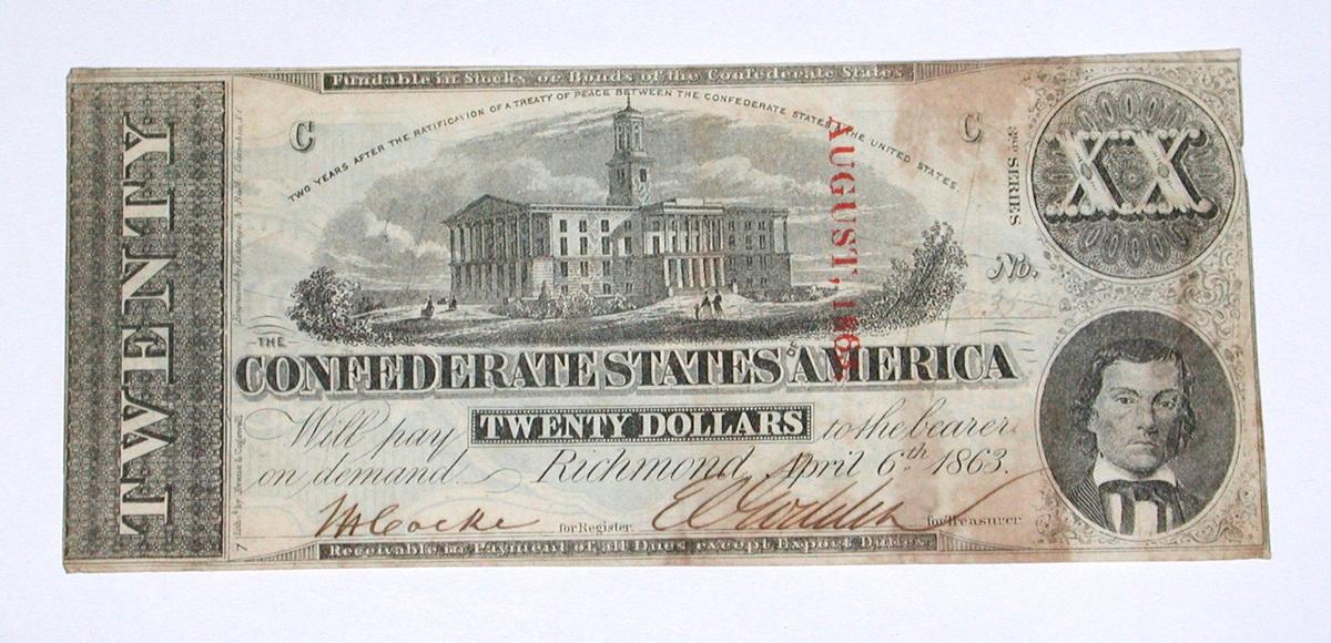 CONFEDERATE NOTE - APRIL 6, 1863 - $20