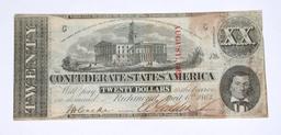 CONFEDERATE NOTE - APRIL 6, 1863 - $20