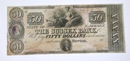 SUSSEX BANK, NEW JERSEY - $50 NOTE - UNISSUED