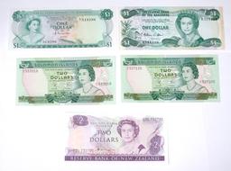 BAHAMAS, SOLOMON ISLANDS, NEW ZEALAND - FIVE (5) NOTES