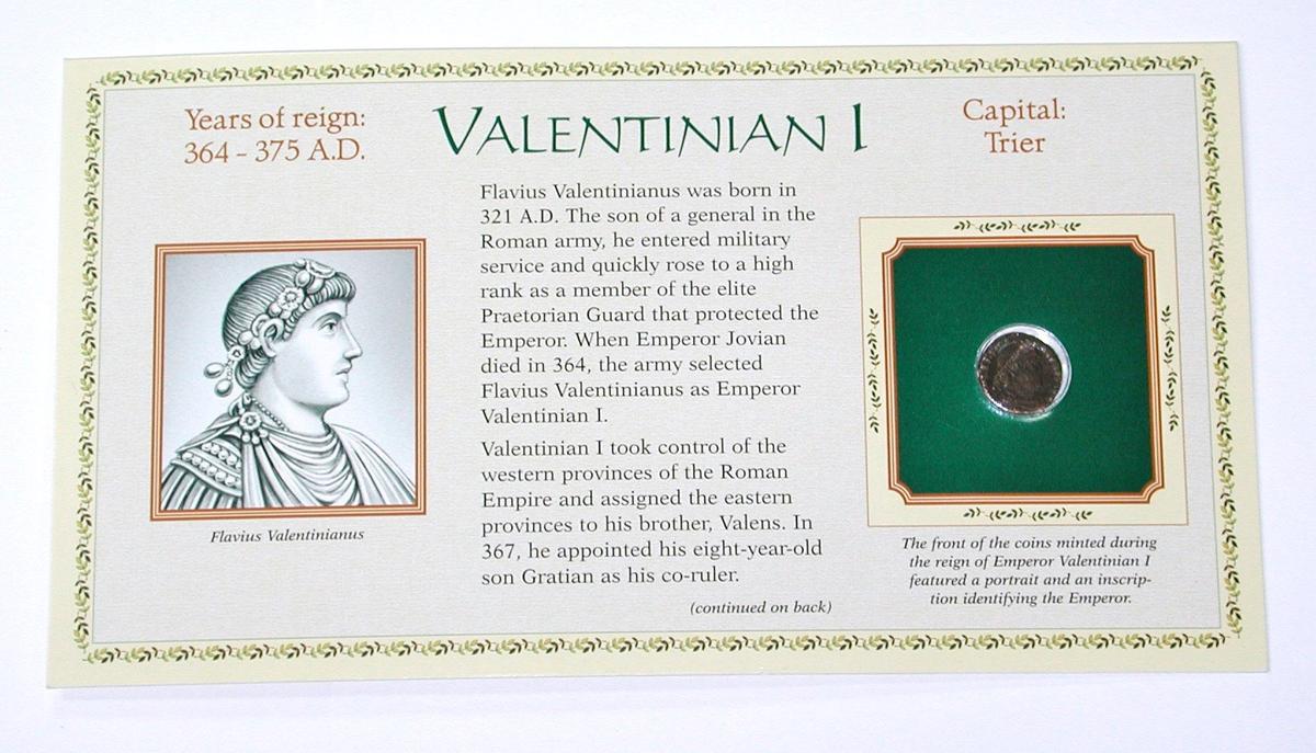 ANCIENT ROME - VALENTINIAN 1 - 364-375 AD - ON CARD