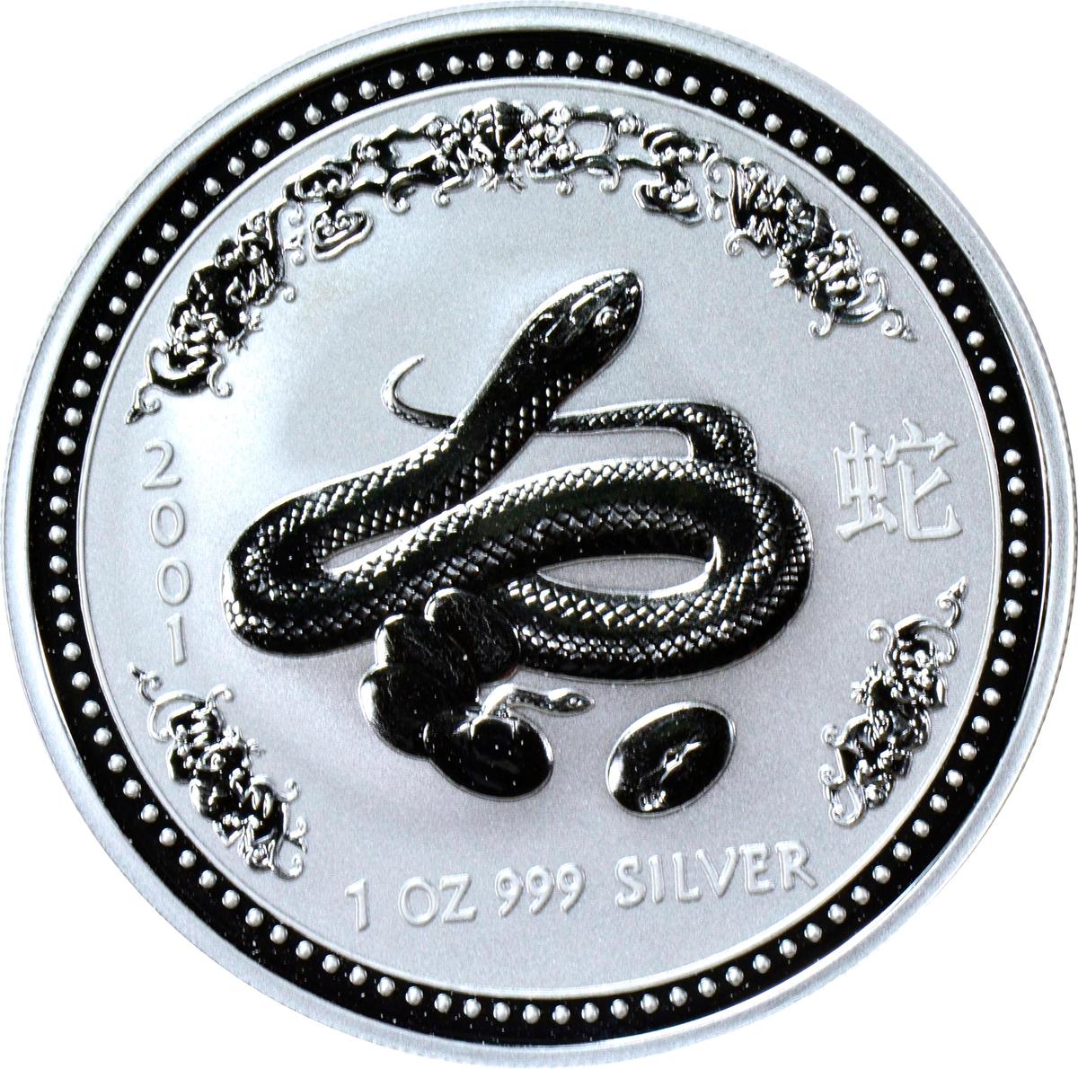 AUSTRALIA - 2001 YEAR OF THE SNAKE 1 OZ SILVER DOLLAR