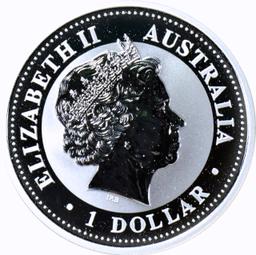 AUSTRALIA - 2002 YEAR OF THE HORSE 1 OZ SILVER DOLLAR