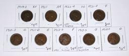 NINE (9) BETTER DATE EARLY LINCOLN CENTS - 1910-S to 1931-D