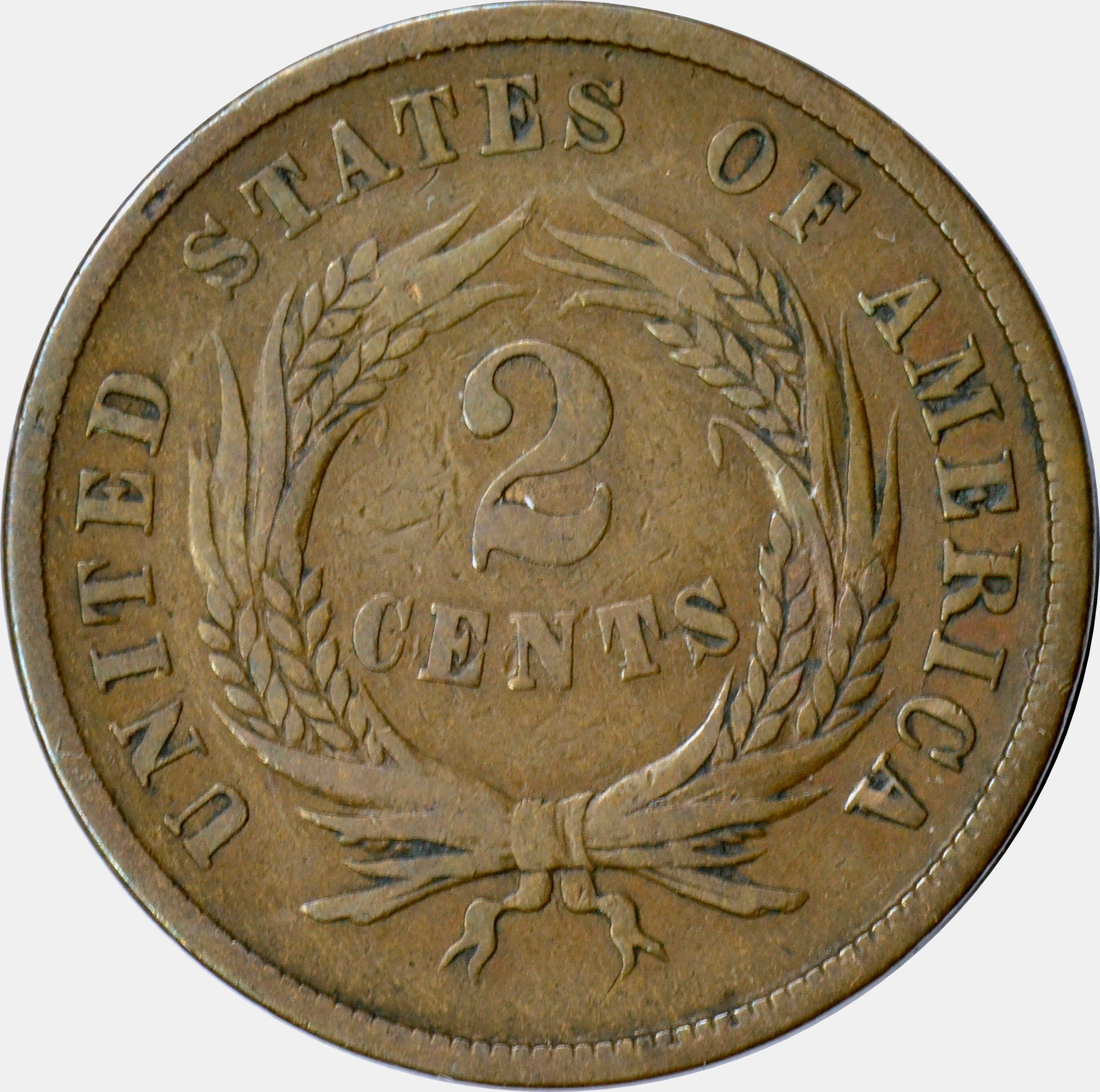 1864 SMALL MOTTO TWO CENT PIECE