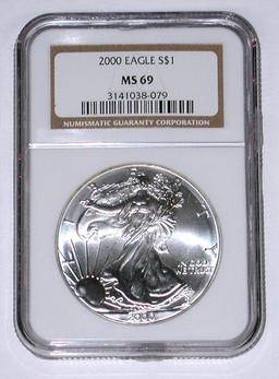 2000 SILVER EAGLE - NGC MS69