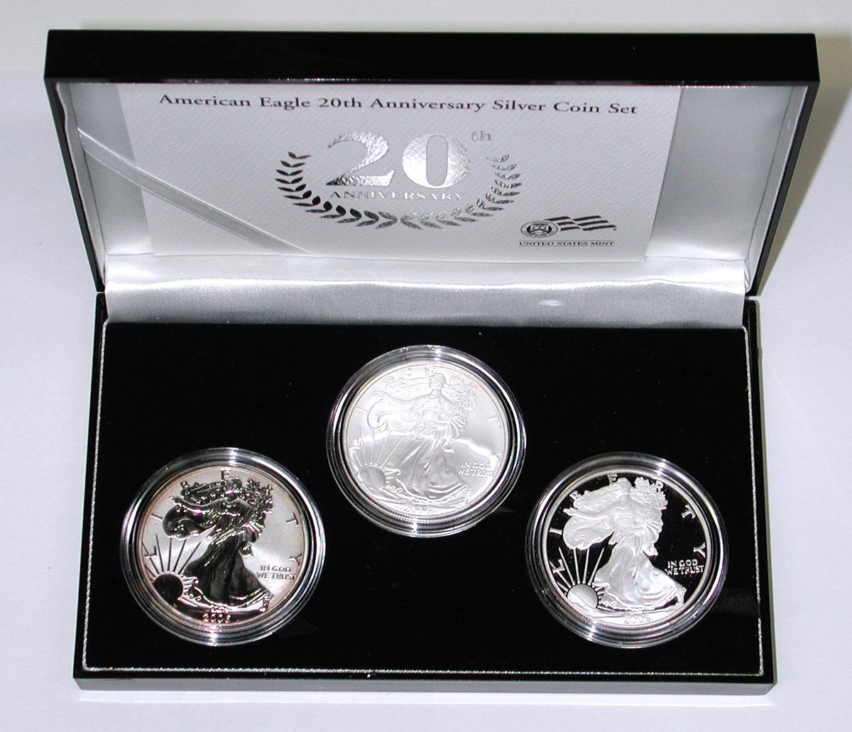 2006 AMERICAN EAGLE 20th ANNIVERSARY 3-COIN SET in BOX