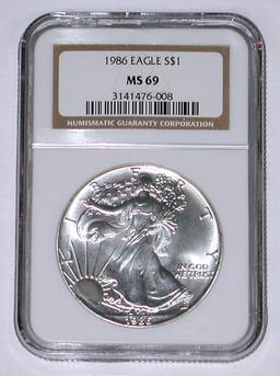 1986 SILVER EAGLE - NGC MS69