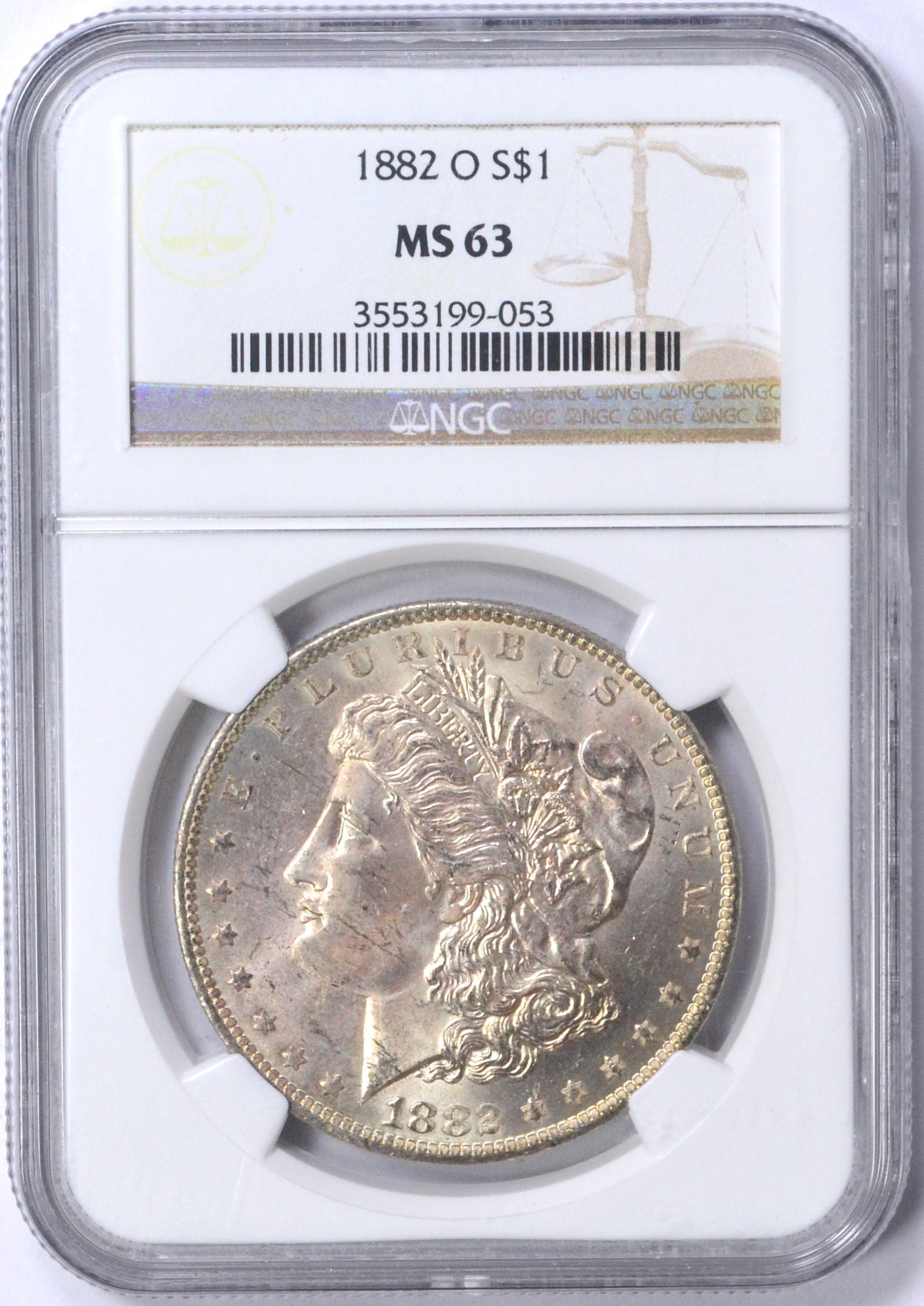 1882-O MORGAN DOLLAR - NGC MS63