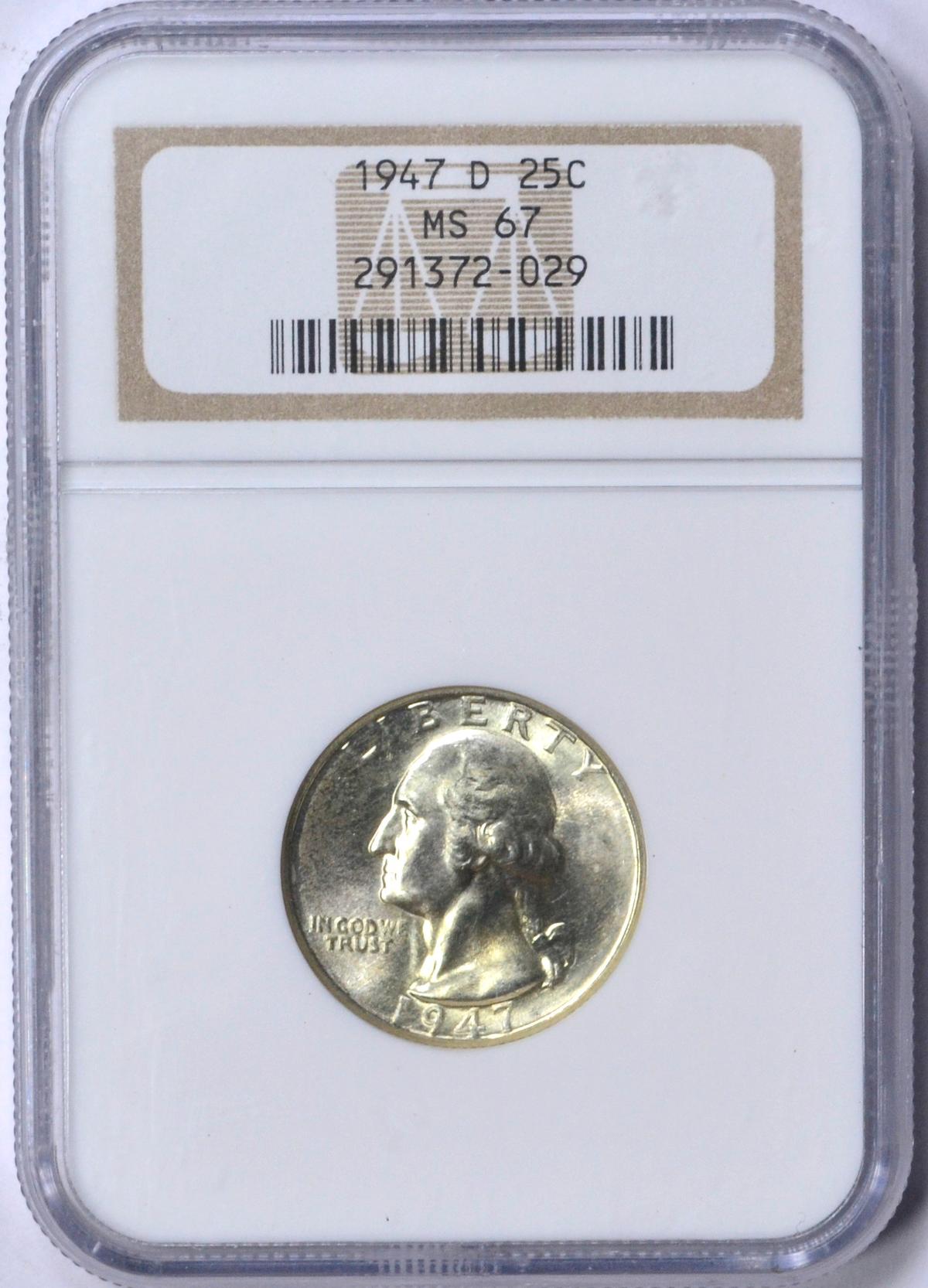 1947-D WASHINGTON QUARTER - NGC MS67