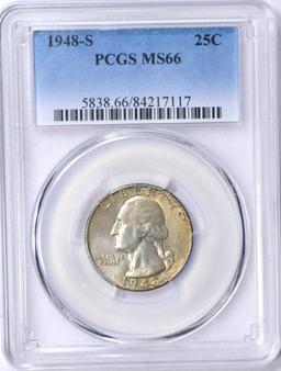 1948-S WASHINGTON QUARTER - PCGS MS66 - TONED