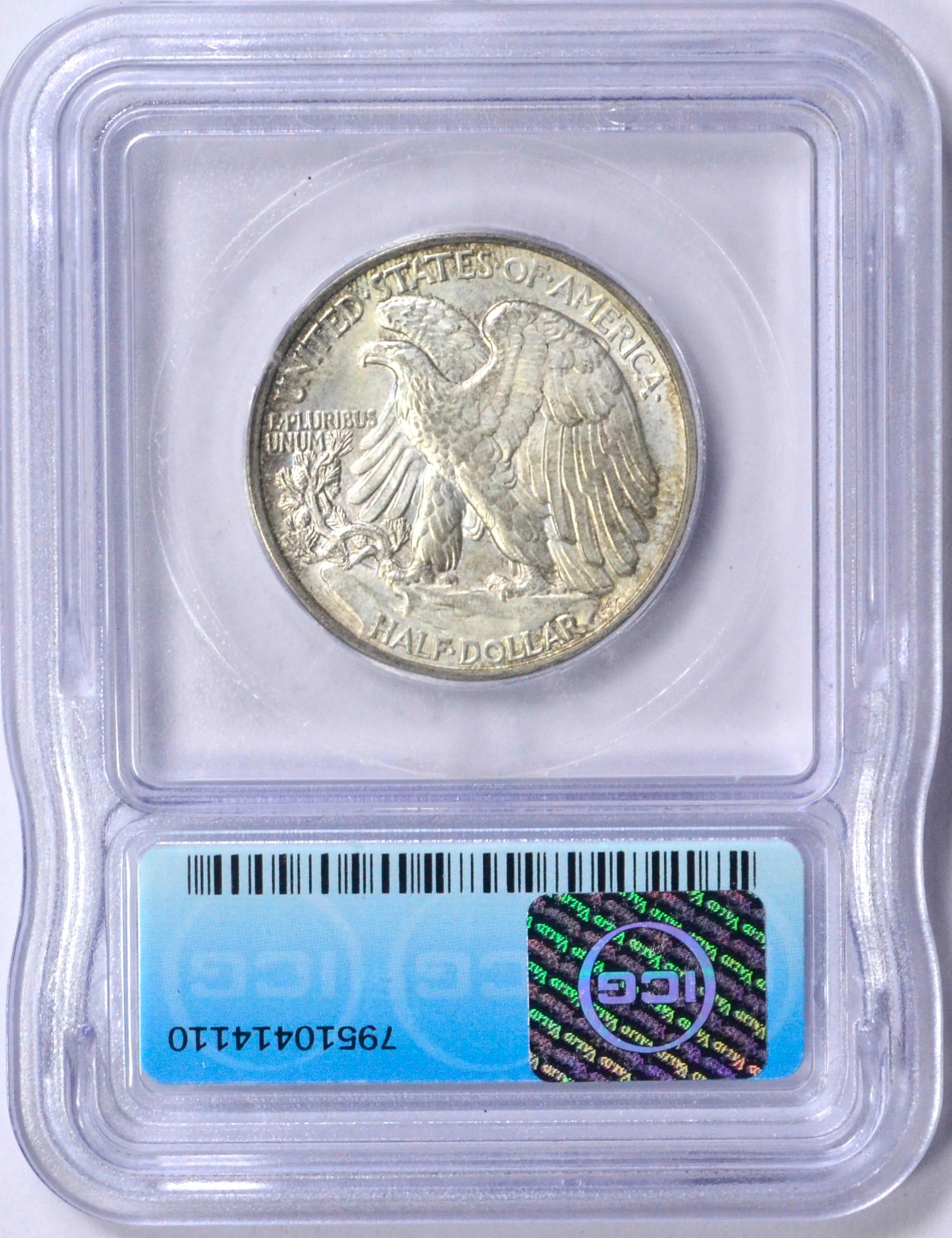 1943 WALKING LIBERTY HALF - ICG MS66