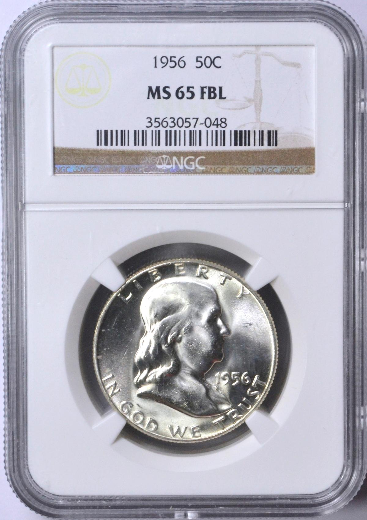 1956 FRANKLIN HALF - NGC MS65 FULL BELL LINES