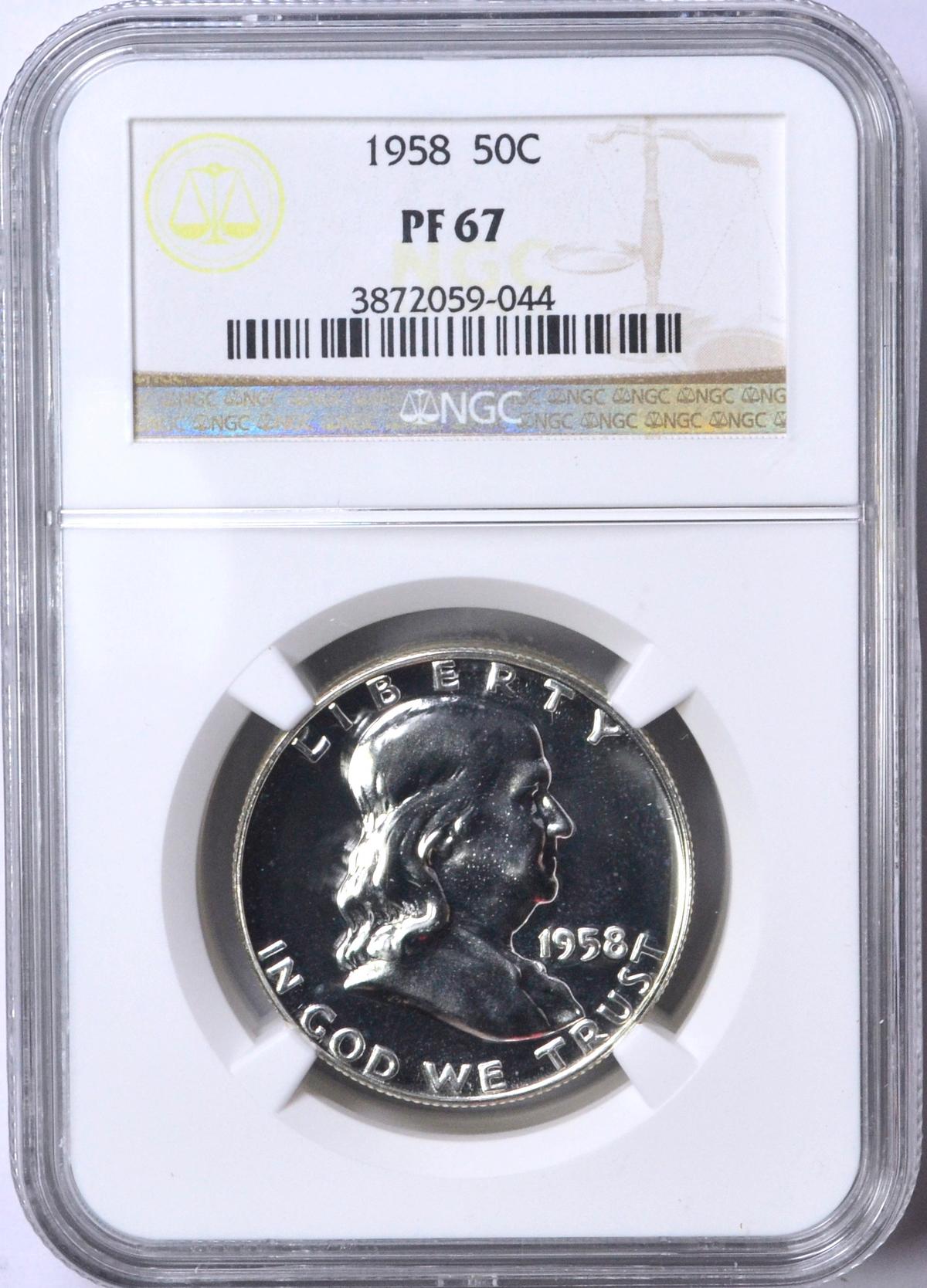 1958 FRANKLIN HALF - NGC PF67