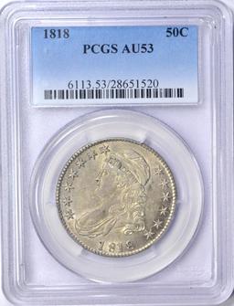 1818 BUST HALF - PCGS AU53