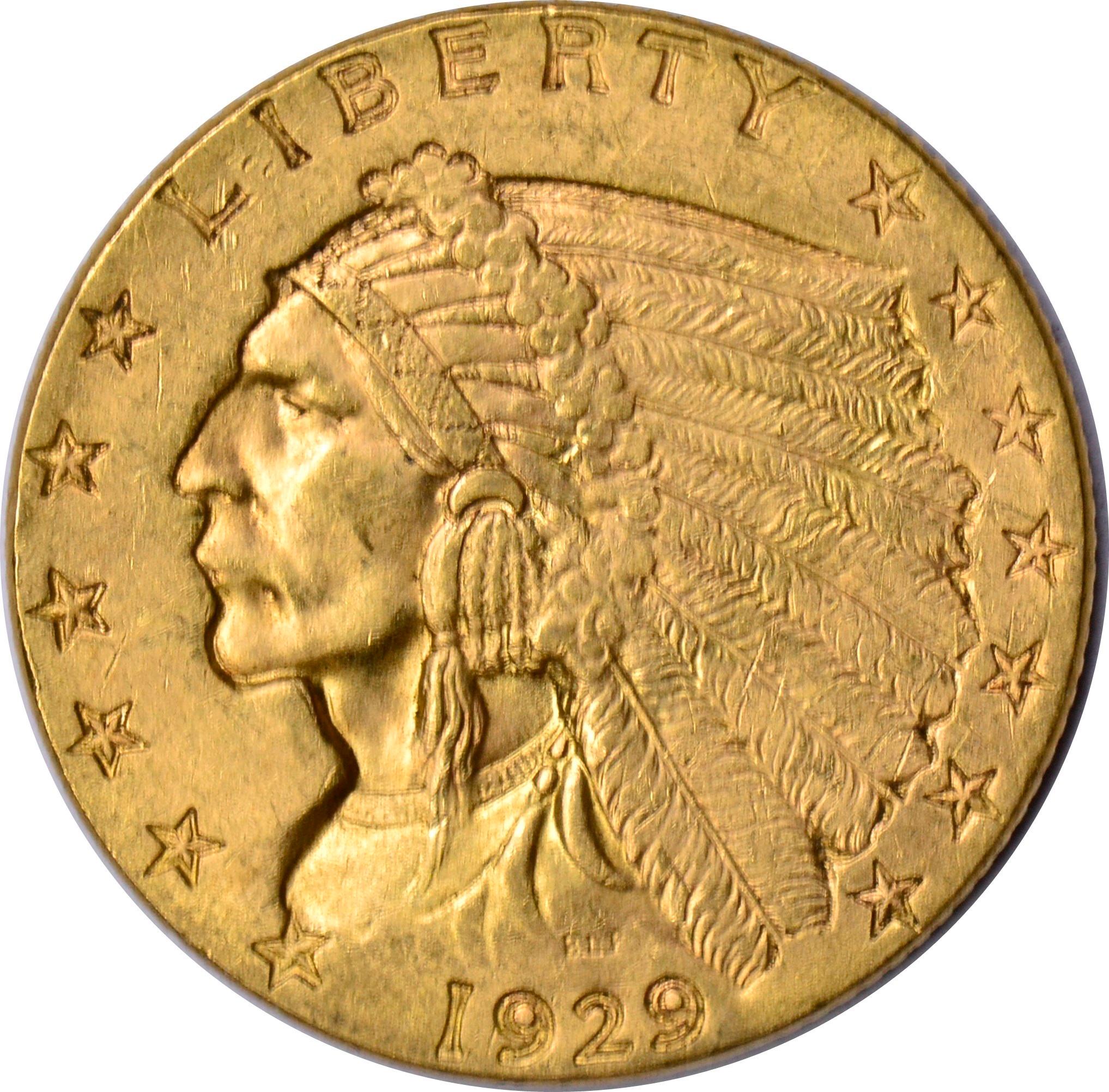 1929 $2.50 INDIAN HEAD GOLD PIECE