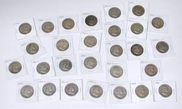 28 FRANKLIN HALVES in 2x2 HOLDERS - 1948 to 1963-D