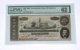 1864 CONFEDERATE $20 NOTE - T-67 - PMG 62 EXCEPTIONAL PAPER QUALITY