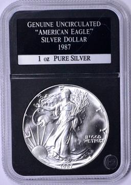 1987 UNCIRCULATED SILVER EAGLE in HOLDER