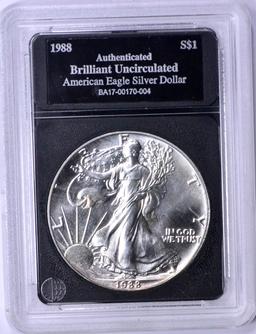 1988 UNCIRCULATED SILVER EAGLE in HOLDER
