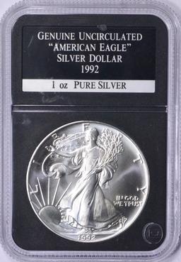 1992 UNCIRCULATED SILVER EAGLE in HOLDER