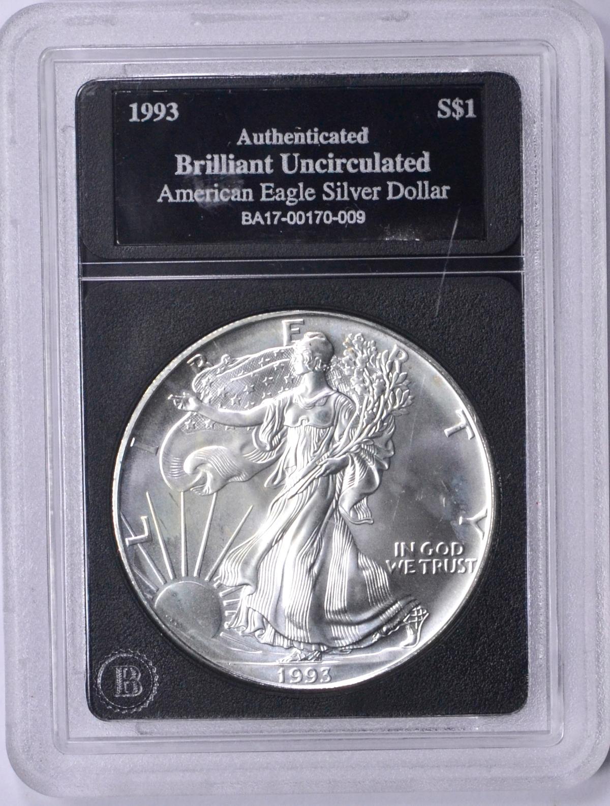 1993 UNCIRCULATED SILVER EAGLE in HOLDER