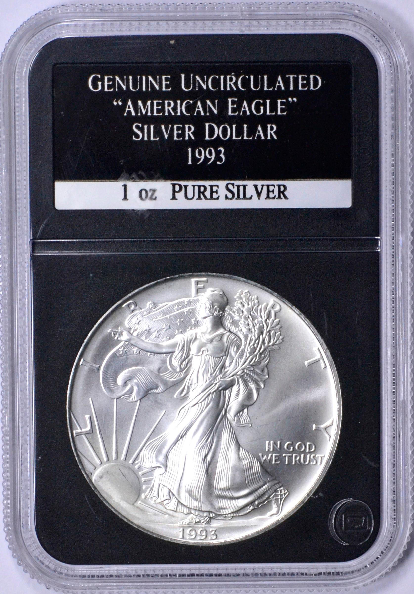 1993 UNCIRCULATED SILVER EAGLE in HOLDER