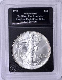 1995 UNCIRCULATED SILVER EAGLE in HOLDER