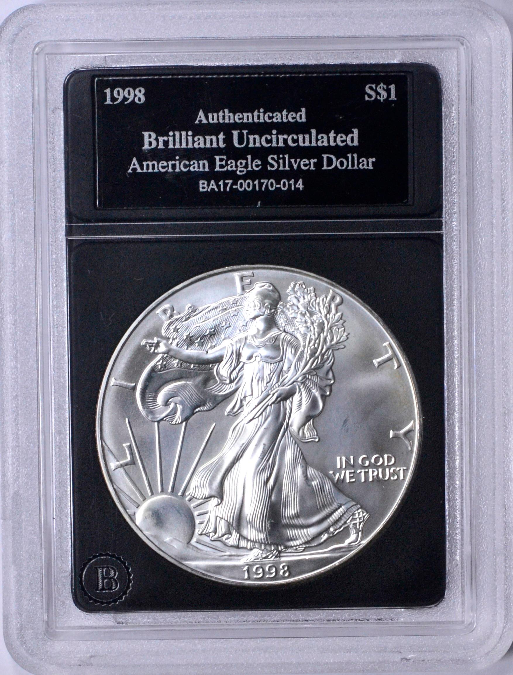 1998 UNCIRCULATED SILVER EAGLE in HOLDER