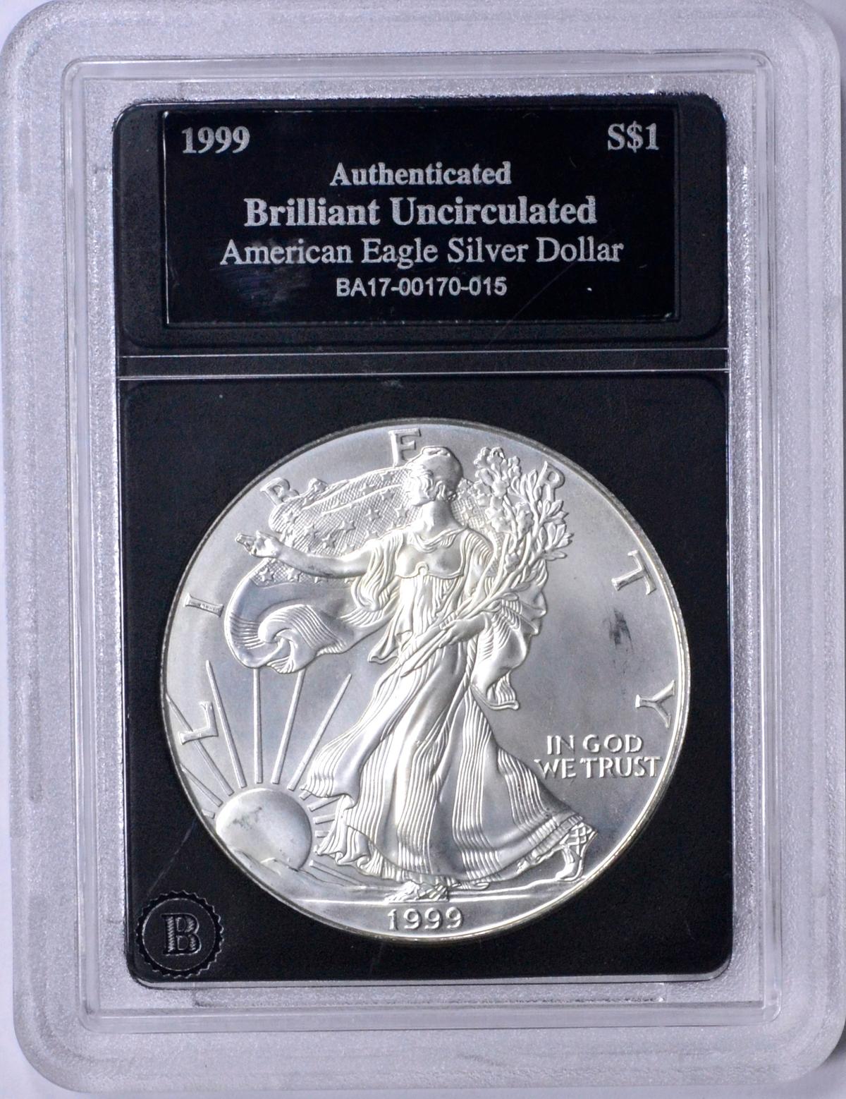 1999 UNCIRCULATED SILVER EAGLE in HOLDER