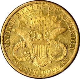 1883-S LIBERTY HEAD $20 GOLD PIECE - ATTRACTIVE NEAR UNC