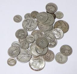 $10 FACE of 90% SILVER - WALKING LIBERTY, MERCURY DIMES, ETC.