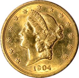 1904 LIBERTY HEAD $20 GOLD PIECE - UNCIRCULATED