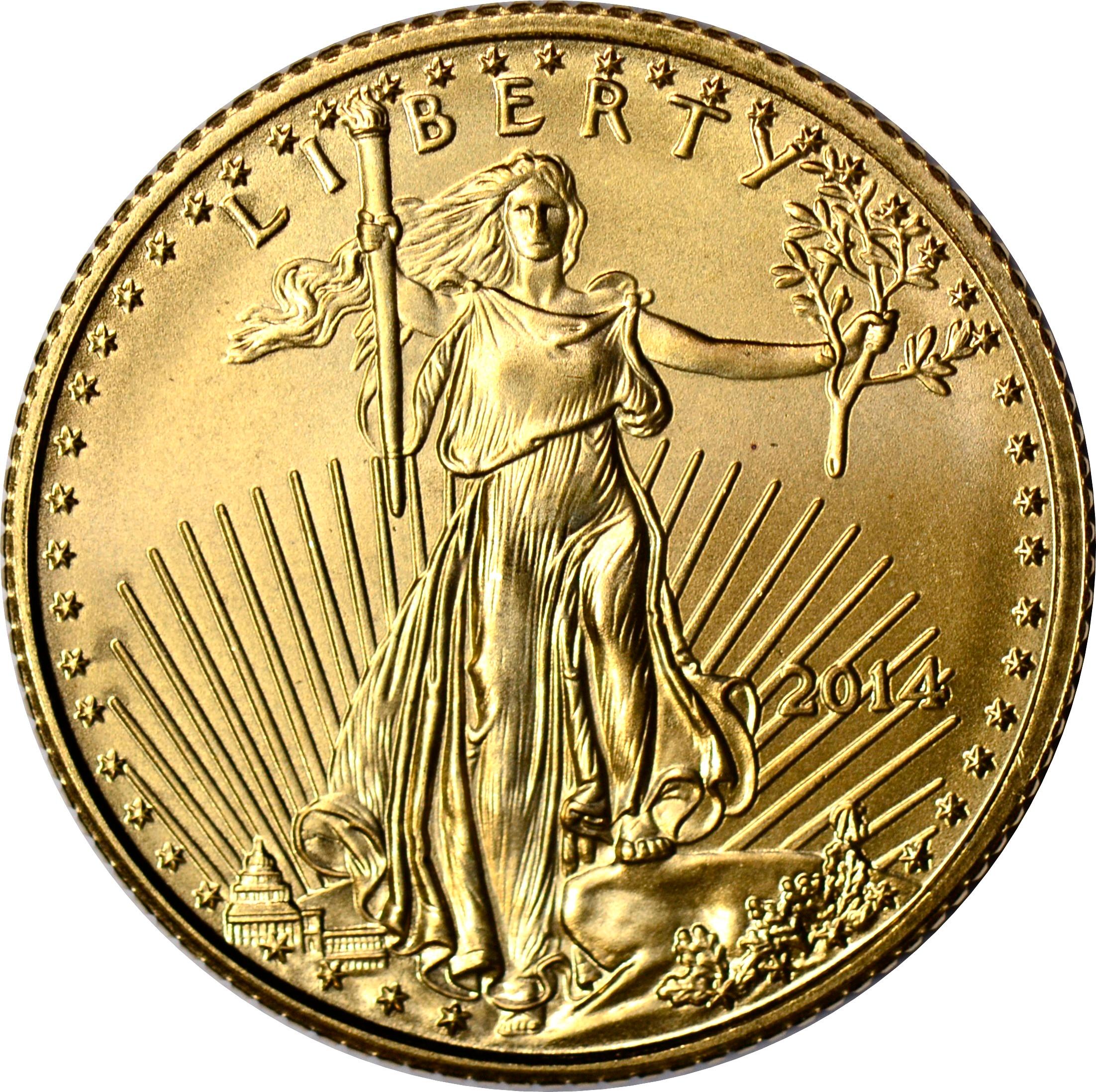 2014 $5 GOLD EAGLE - 1/10 TROY OUNCE FINE GOLD