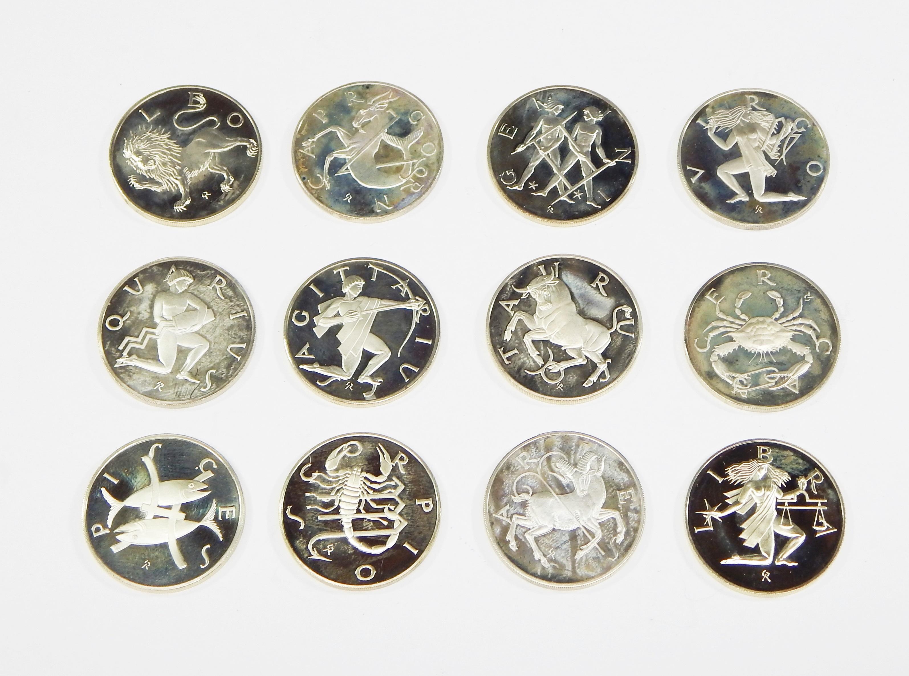 12 COINS of the ZODIAC SET - STERLING SILVER ROUNDS - 5.5 TROY OUNCES
