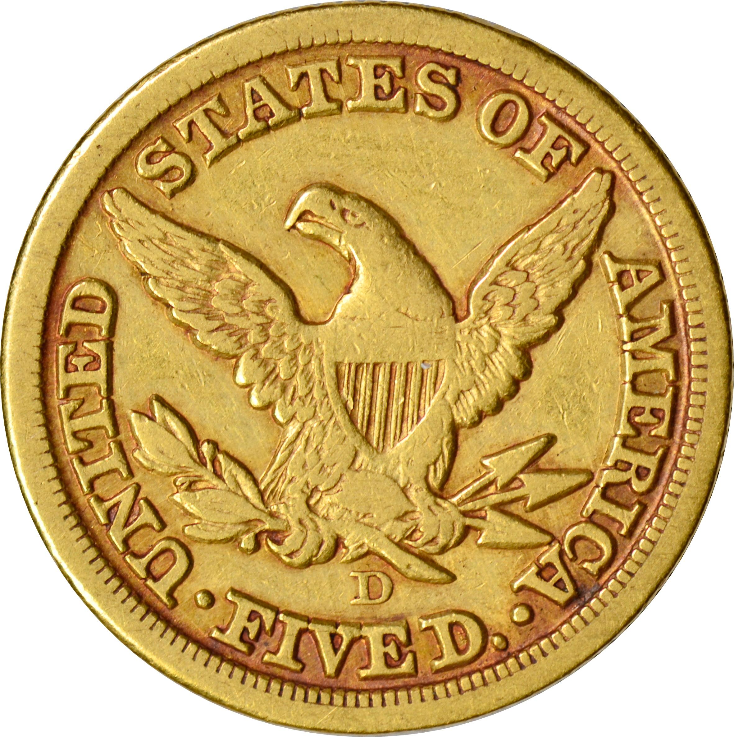 1855-D LIBERTY HEAD $5 GOLD PIECE