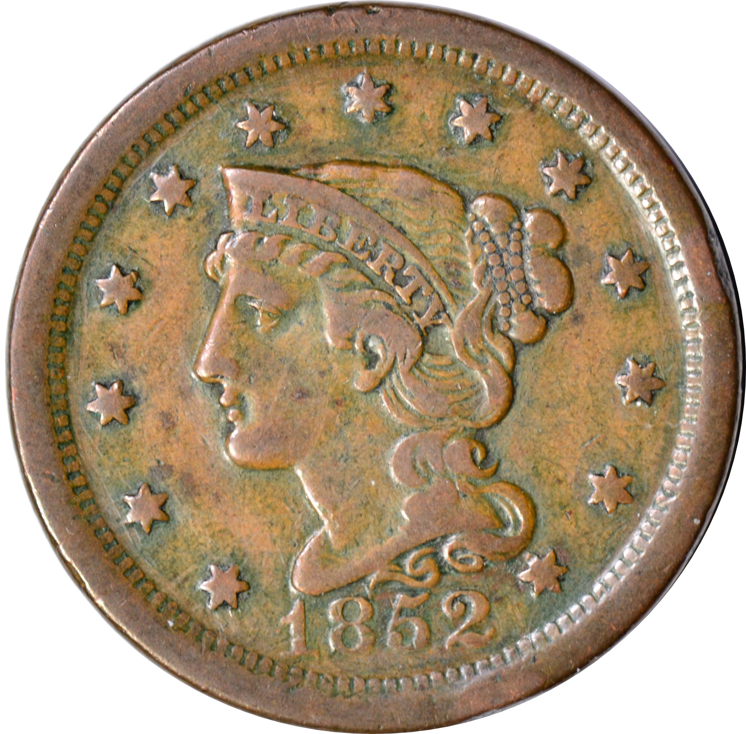 1852 LARGE CENT - ALTERED REVERSE