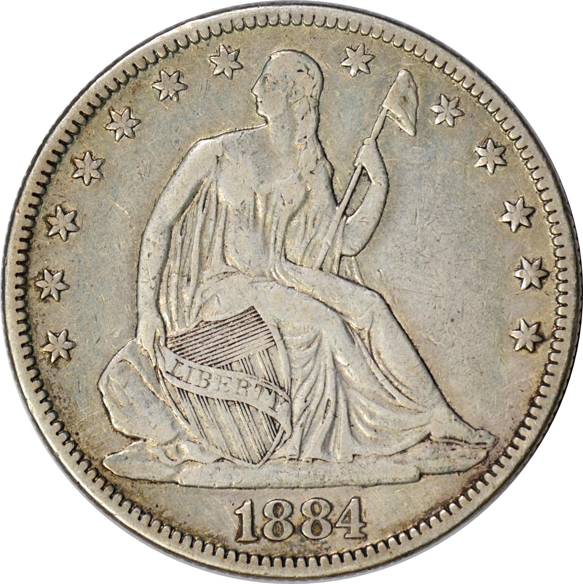 1884 SEATED LIBERTY HALF