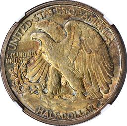 1917-D OBVERSE WALKING LIBERTY HALF - NGC MS63 - TONED