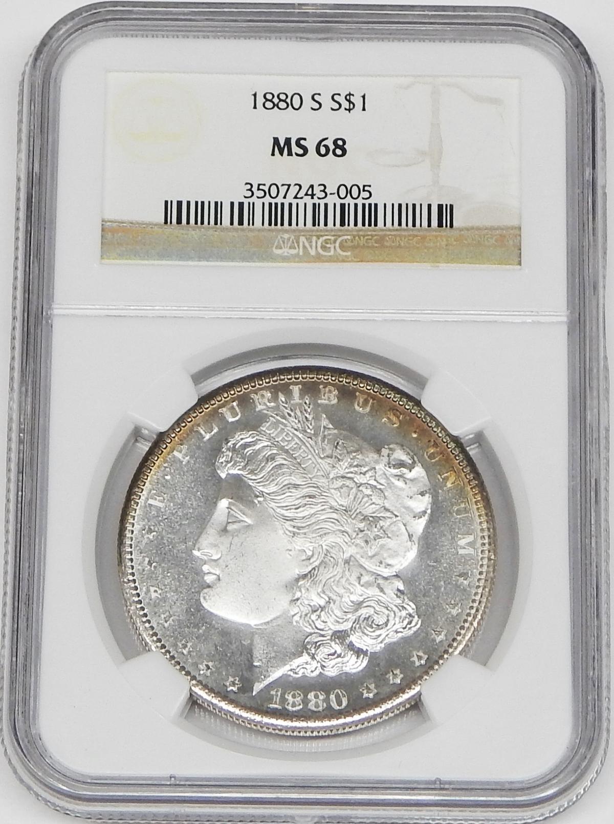 1880-S MORGAN DOLLAR - MS68 - NEARLY PERFECT