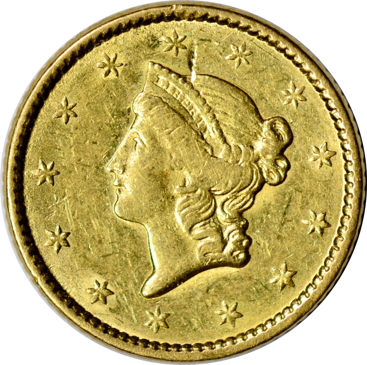 1850 LIBERTY HEAD $1 GOLD PIECE
