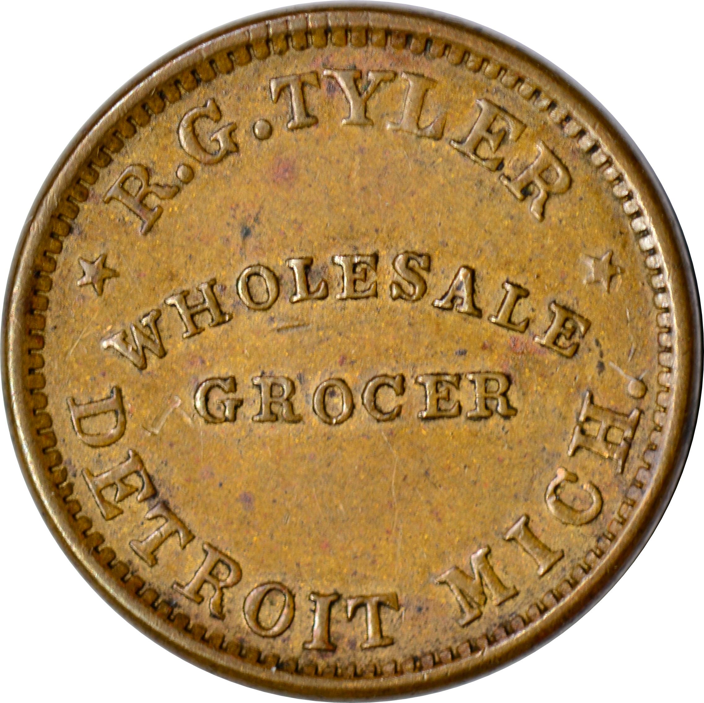 CIVIL WAR STORE CARD - R C TYLER, WHOLESALE GROCER, DETROIT