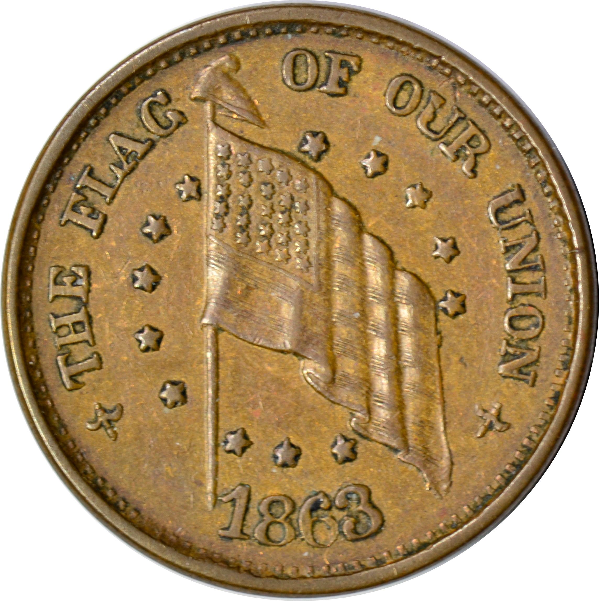 1863 CIVIL WAR PATRIOTIC TOKEN - THE FLAG OF OUR UNION