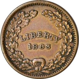 1863 CIVIL WAR PATRIOTIC TOKEN - UNION - LIBERTY